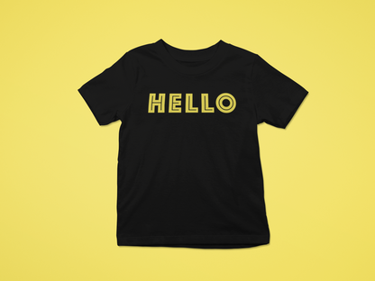 "HELLO" Kids Unisex Black Shirt
