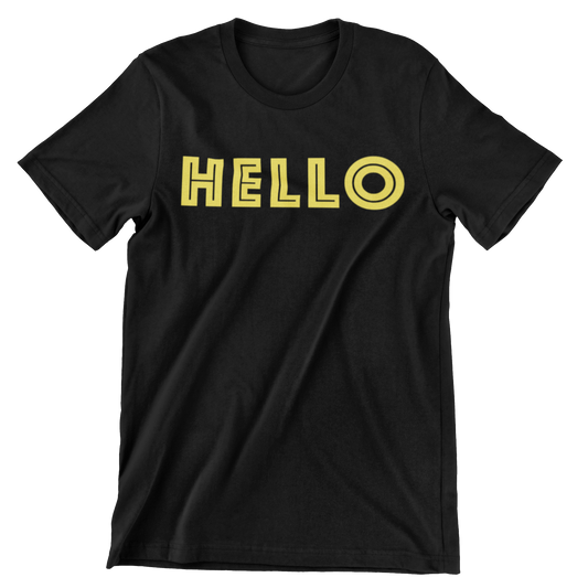 "HELLO" Adult Unisex Black Shirt