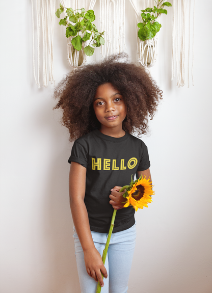 "HELLO" Kids Unisex Black Shirt