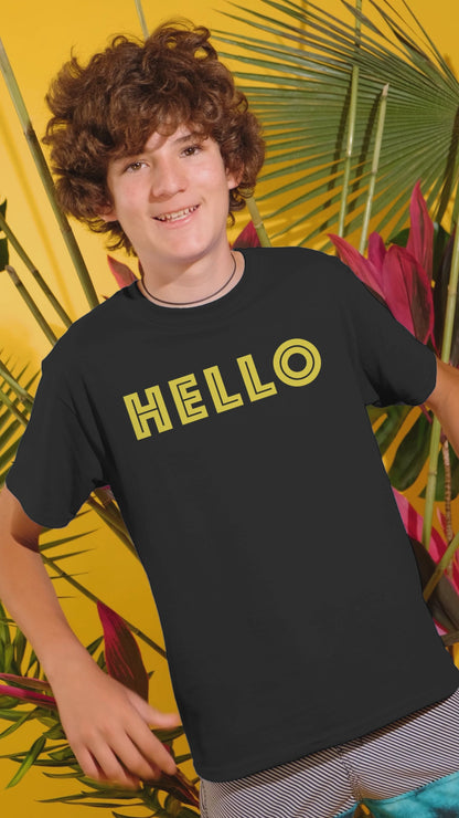 "HELLO" Kids Unisex Black Shirt